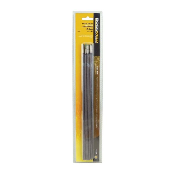 Bossweld Electrode Nickel Arc 98 x 2.6mm x (25 Pkt) - SKU Dynaweld:110300 Bossweld Electrode Nickel Arc 98 x 2.6mm x (25 Pkt) - SKU Dynaweld:110300