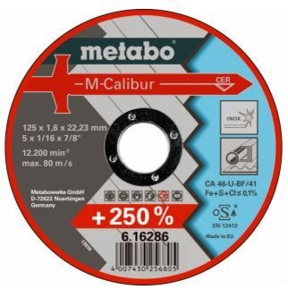 Metabo 125 x 1.6 x 22.23 M-Calibur Inox Cutting Disc 616286000 Pack of 25 - SKU Metabo:616286000