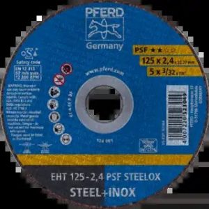 Pferd Cut-off wheel EHT 125x2.4x22.23 mm PSF STEELOX 61721122- pkt 25 - SKU Pferd:61721122-25 Pferd Cut-off wheel EHT 125x2.4x22.23 mm PSF STEELOX 61721122- pkt 25 - SKU Pferd:61721122-25