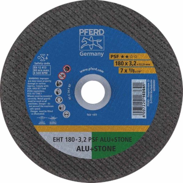 Pferd Flat Cut-Off Wheel GP Stone EHT 178 3.2mm PSF 61826222 Pack of 5 - SKU Pferd:61826222-5 Pferd Flat Cut-Off Wheel GP Stone EHT 178 3.2mm PSF 61826222 Pack of 5 - SKU Pferd:61826222-5