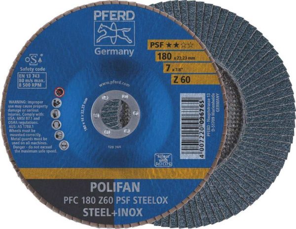 Pferd Polifan Flap Disc 180mm 7" 60G GP Inox Zirconia - SKU Pferd:67766185 Pferd Polifan Flap Disc 180mm 7" 60G GP Inox Zirconia - SKU Pferd:67766185