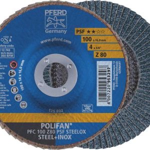 Pferd Polifan Flap Disc 100mm 4'' 80G GP Zirconia Inox 67768100-10 Pack of 10 - SKU Pferd:67768100-10
