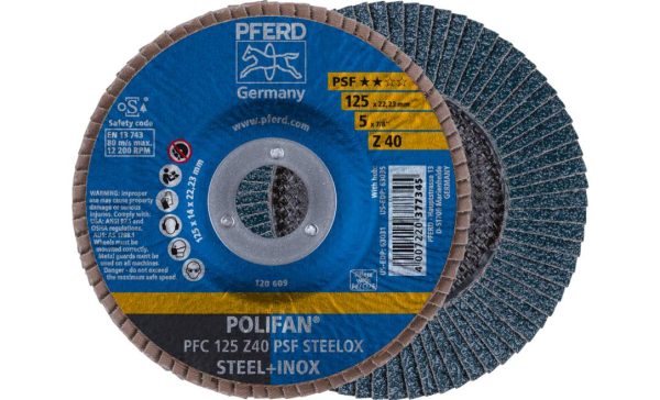 Pferd Polifan Flap Disc 125mm 5" 40G GP Zirconia Inox 6777012-10 Pack of 10 - SKU Pferd:67770124-10