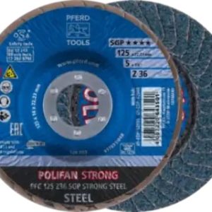 Pferd Polifan Flap Discs PFC 125 x 22.23mm Conical Z36 Zirconia SGP Strong Steel 67788025-5 Pack of 5 - SKU Pferd:67788025-5