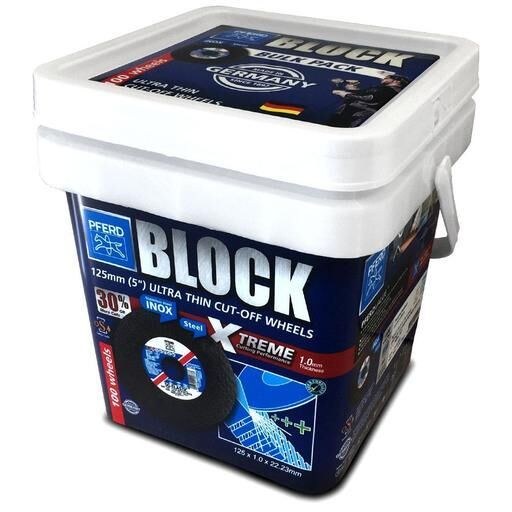 Pferd 125mm (5") x 1mm Ultra Thin Block Inox Cutting Wheels Bucket of 100 Discs 75650763 - SKU Pferd:75650553