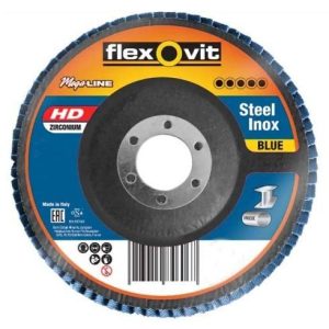 FlexOvit Zirconia Inox Angled Flap Disc 125mm 40Grit Megaline 78072761220 Pack of 10 - SKU Flexovit:78072761220_10