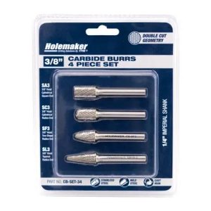 Holemaker Carbide Burr Set, Blister Pack, 4 Piece SA3, SC3, SF3, SL3 - SKU Holemaker:CB-SET-34
