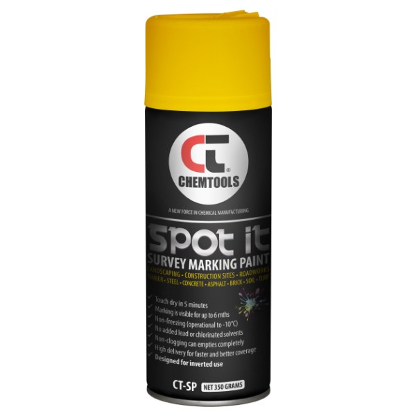 Spot & Survey Marking Paint, Yellow, 350g Aerosol - SKU Chemtools:CT-SP-350YL