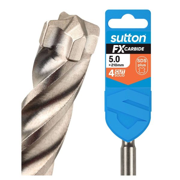 Drill D638 Masonry Sds+ 4CUT Solid Fx-Carbide 5.0mm x 210mm - SKU Sutton Tools:D638HC0500