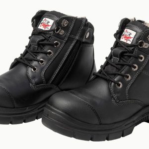 Cougar Safety Safety Shoes Detroit Black 6" Side Zip & Lace Up Composite Capped Toe UK Size 10 - SKU Cougar Safety:Detroit-10