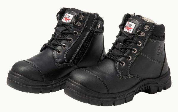 Cougar Safety Safety Shoes Detroit Black 6" Side Zip & Lace Up Composite Capped Toe UK Size 10 - SKU Cougar Safety:Detroit-10