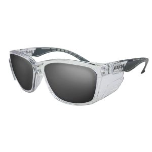 Maxi Safe Rayzr Safety Glasses Clear Frame Smoke Lens - SKU Maxi Safe:ERZ394