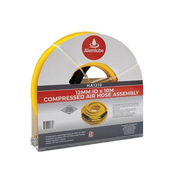 Alemlube Compressed Air Hose Assembly 12mm ID x 10m - SKU Alemlube:HA1210