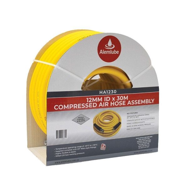 Alemlube Compressed Air Hose Assembly 12mm ID x 30m - SKU Alemlube:HA1230 Alemlube Compressed Air Hose Assembly 12mm ID x 30m - SKU Alemlube:HA1230