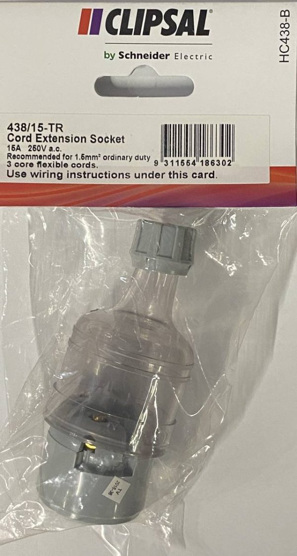 Clipsal Extension Socket 15A 250V A.C - SKU Clipsal:HC438-B