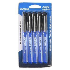 Kincrome Permanent Marker Fine Tip 5 Pack Black - SKU Kincrome:K11785 Kincrome Permanent Marker Fine Tip 5 Pack Black - SKU Kincrome:K11785