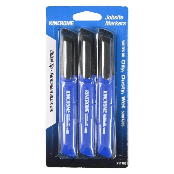 Kincrome Permanent Marker Chisel Tip 3 Pack Black - SKU Kincrome:K11795