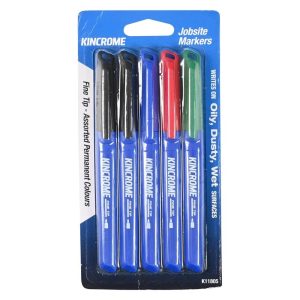 Kincrome Permanent Fine Tip Marker 5 Pack Assorted Colours - SKU Kincrome:K11805 Kincrome Permanent Fine Tip Marker 5 Pack Assorted Colours - SKU Kincrome:K11805