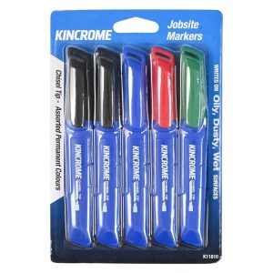 Kincrome Permanent Marker Chisel Tip 5 Pack Assorted Colours - SKU Kincrome:K11810 Kincrome Permanent Marker Chisel Tip 5 Pack Assorted Colours - SKU Kincrome:K11810