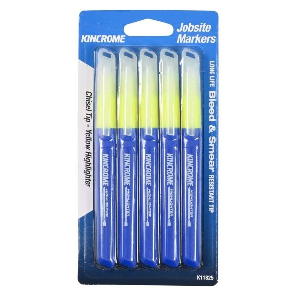 Kincrome Highlighter Chisel Yellow Tip 5 Pack - SKU Kincrome:K11825