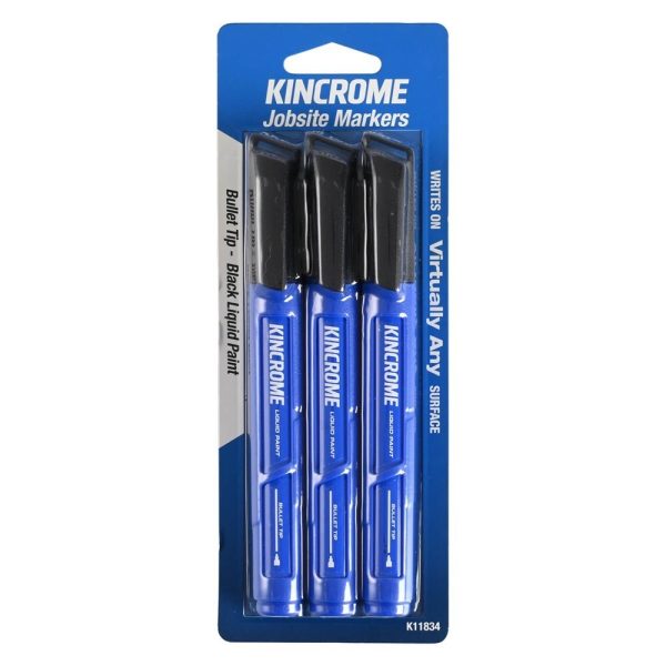 Kincrome Paint Marker Bullet Tip 3 Piece Black - SKU Kincrome:K11834