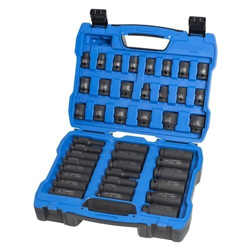Kincrome Deep/Standard Impact Socket Set 42 Piece 1/2" Drive - Meteric & Imperial - SKU Kincrome:K2098 Kincrome Deep/Standard Impact Socket Set 42 Piece 1/2" Drive - Meteric & Imperial - SKU Kincrome:K2098