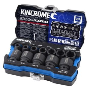 Kincrome LOK-ON™ Impact Socket Set 12 Piece 3/8" Drive Imperial - SKU Kincrome:K27077 Kincrome LOK-ON™ Impact Socket Set 12 Piece 3/8" Drive Imperial - SKU Kincrome:K27077