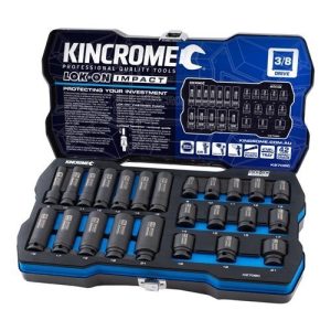 Kincrome Lok-On™ Standard & Deep Impact Socket Set 24 Piece 3/8" Drive - Metric - SKU Kincrome:K27080 Kincrome Lok-On™ Standard & Deep Impact Socket Set 24 Piece 3/8" Drive - Metric - SKU Kincrome:K27080