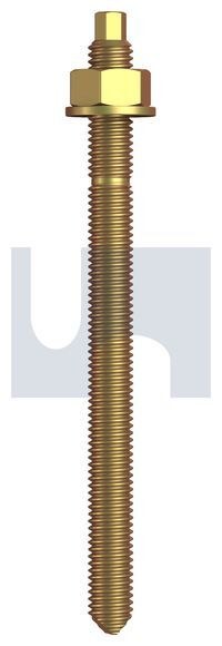 Hobson Engineering M20 X 260mm Zinc Yellow Passivate Finish Stud Chemical Anchor Kit (External Hex) Chisel Point Class 5.8 Metric Hobson MCA58YCM200260H Pack of 10 - SKU Hobson Engineering:MCA58YCM200260H
