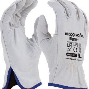 Maxi Safe Medium Sized Rigger Gloves Full Cow Grain Leather Maxisafe GRB140-09 - SKU Maxi Safe:Riggergloves-M Maxi Safe Medium Sized Rigger Gloves Full Cow Grain Leather Maxisafe GRB140-09 - SKU Maxi Safe:Riggergloves-M