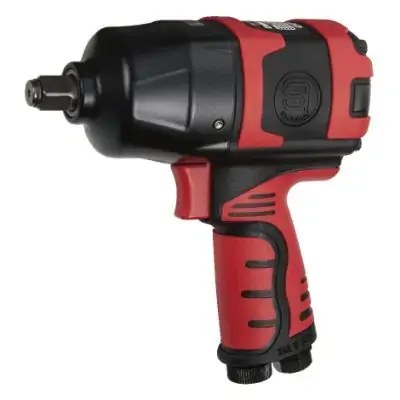 Impact Wrench Pistol Grip Twin Hammer 1/2sq dr 0-620Nm 0-457ft/lb composite cover 175mm long 1.9kg - SKU Industrial Air Tools:SI-1490B