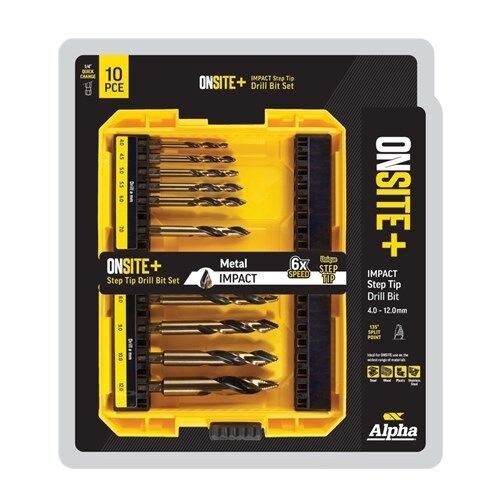 Alpha 10 Piece Onsite Plus Impact Step tip Drill Set - SKU Alpha:SM10ST