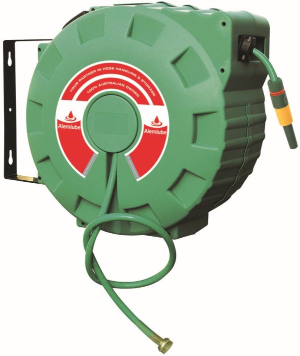 Alemlube high capacity hose reel, 30m x 12mm ID hose – covered - SKU Alemlube:WP1290